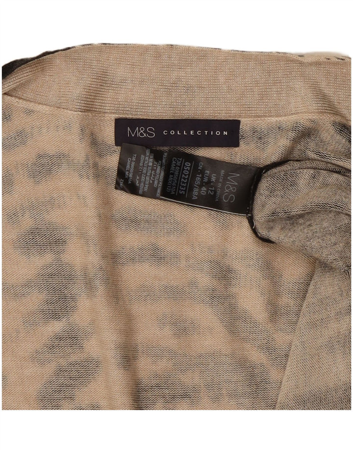 MARKS & SPENCER Maglione cardigan lungo da donna UK 12 Beige medio