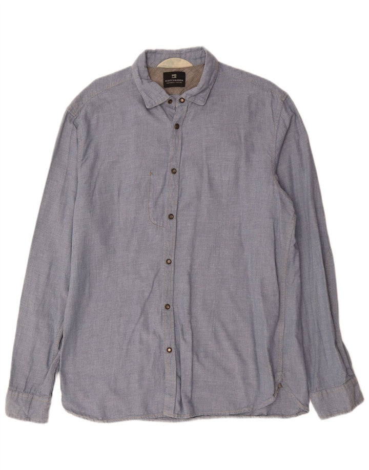 Camicia da uomo SCOTCH & SODA in cotone blu medio
