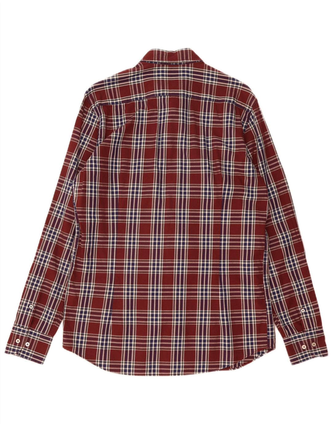Camicia da uomo Massimo Dutti in cotone a quadri bordeaux medio