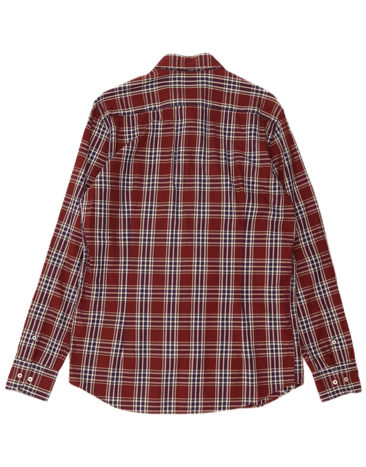 Camicia da uomo Massimo Dutti in cotone a quadri bordeaux medio
