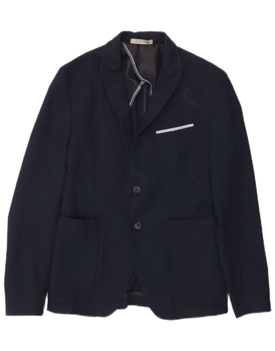 Giacca blazer da uomo a 2 bottoni Zara UK 36 piccola in poliestere blu navy