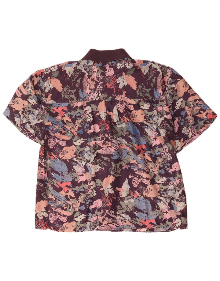 Camicia pullover vintage da uomo IT 52 Grande seta floreale multicolore