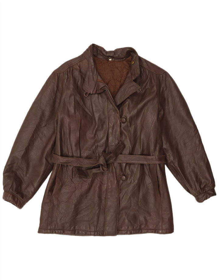 Giacca in pelle vintage da donna EU 38 Marrone medio