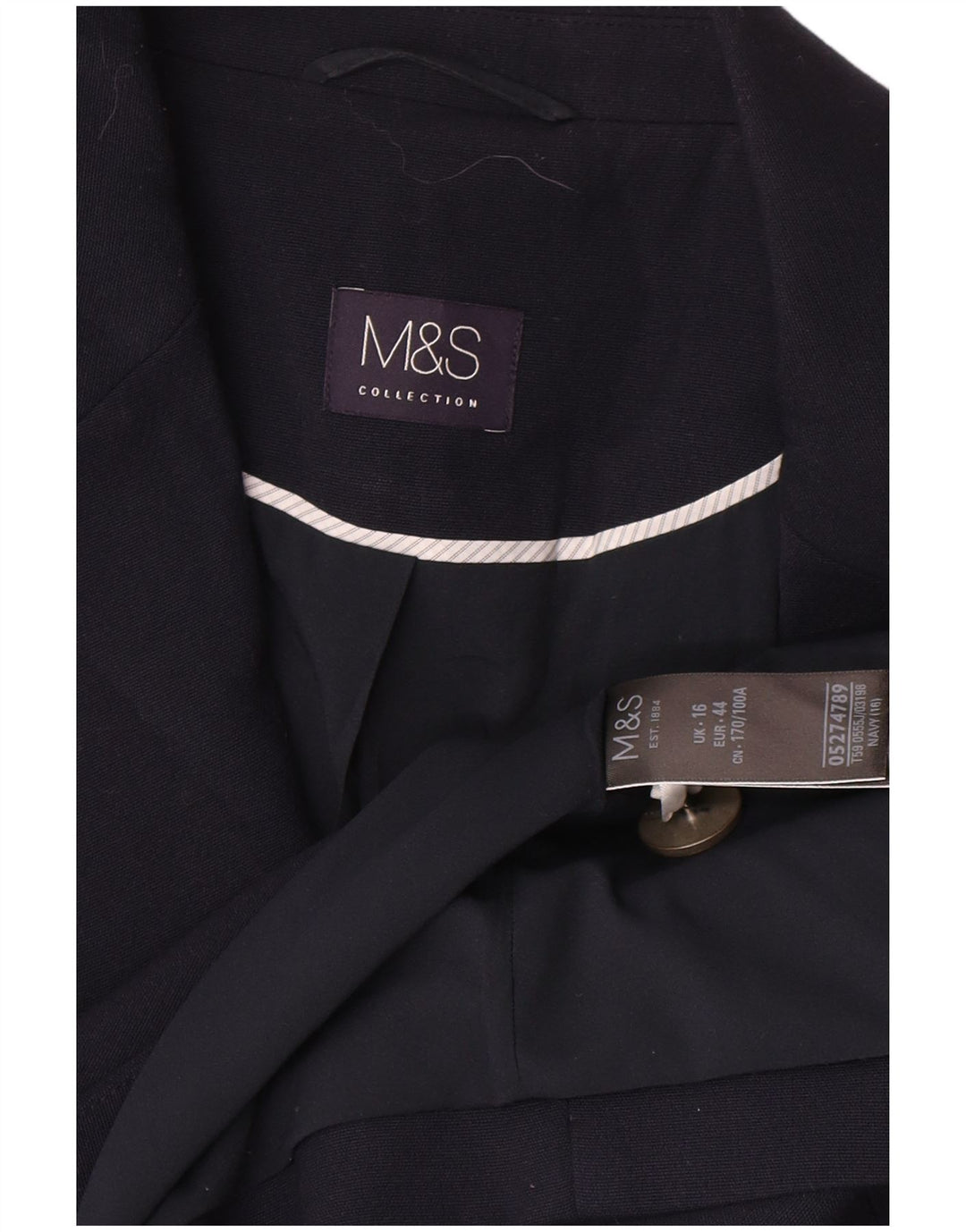 Giacca blazer doppiopetto da donna Marks & Spencer UK 16 grande blu navy