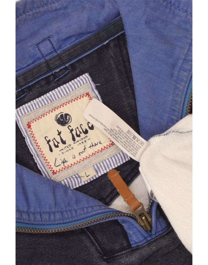 Felpa da uomo con collo con zip Fat Face, maglione grande, cotone blu navy