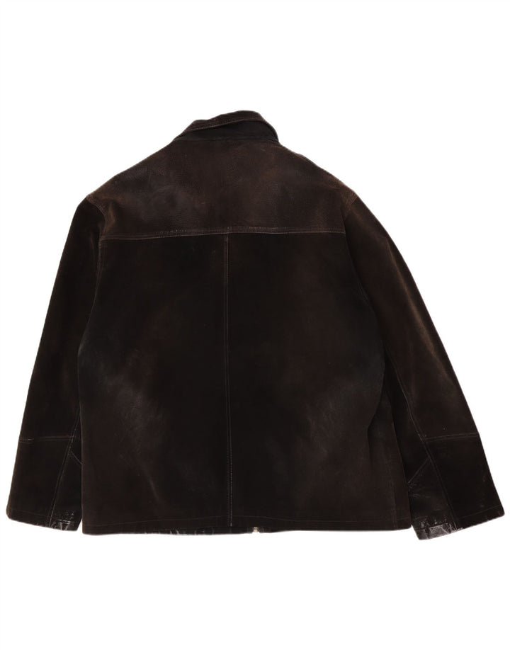Giacca vintage in pelle scamosciata da uomo UK 42 XL in pelle marrone