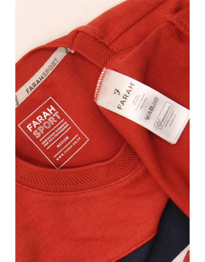 Felpa da uomo Farah Maglione in cotone color block arancione medio