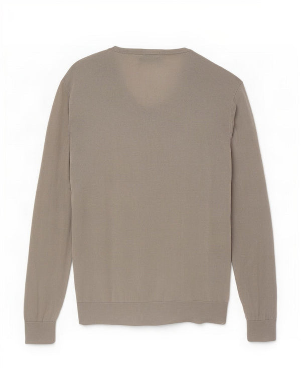 Maglione da uomo Armani Jeans vestibilità regolare con scollo a V XL in cotone grigio