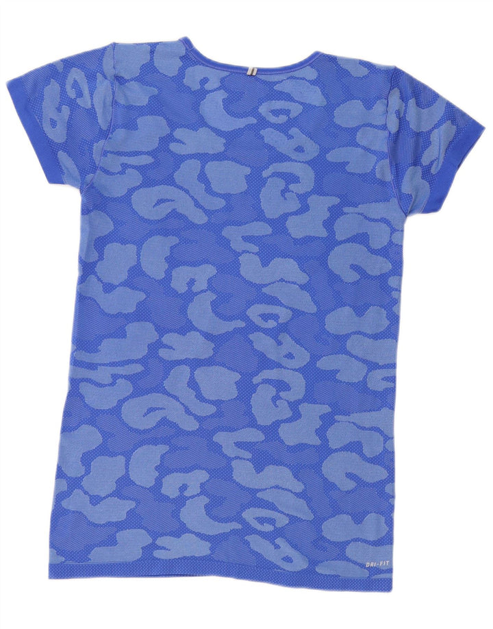 T-shirt NIKE Dri Fit da donna Top UK 10 Small Blue Camouflage