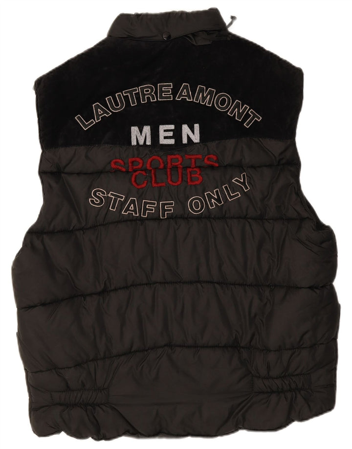 Gilet imbottito con grafica da uomo Casucci UK 38 medio nero in poliammide