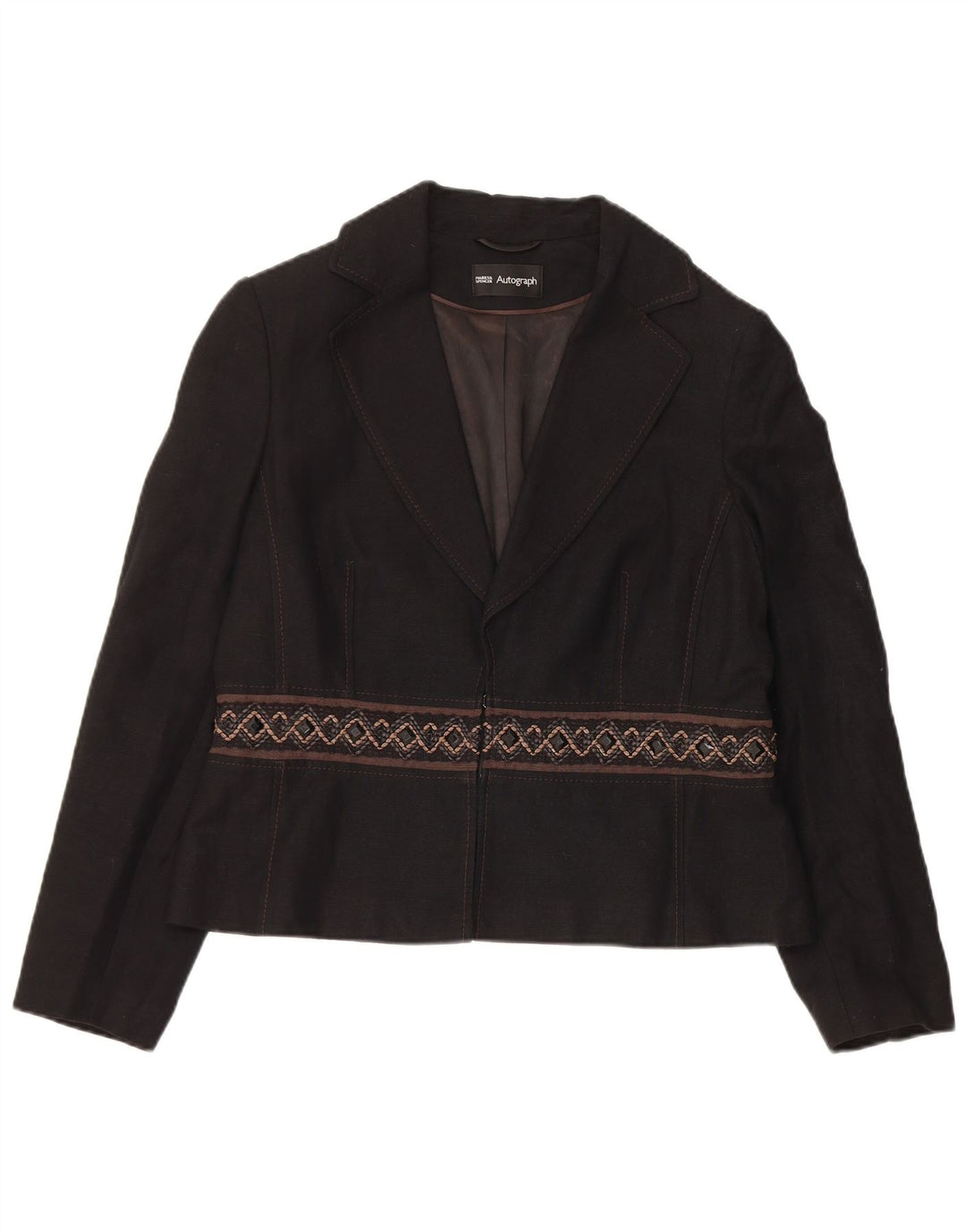 Giacca blazer autografa da donna Marks & Spencer UK 16 grande lino nero
