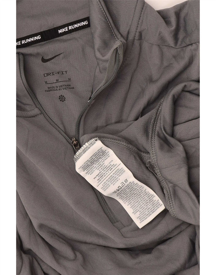 Top della tuta pullover con zip e collo Nike Dri Fit da donna UK 12 Grigio medio