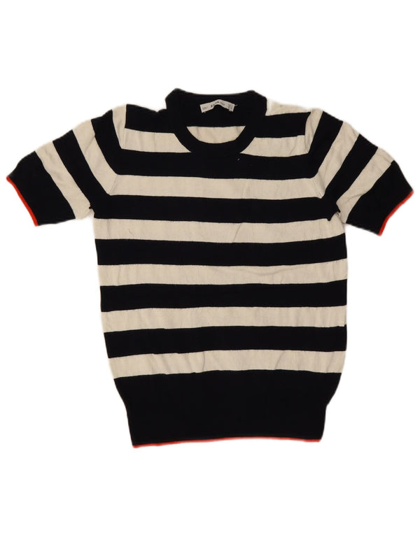 Maglione girocollo a maniche corte da donna Zara UK 10 piccolo a righe nere