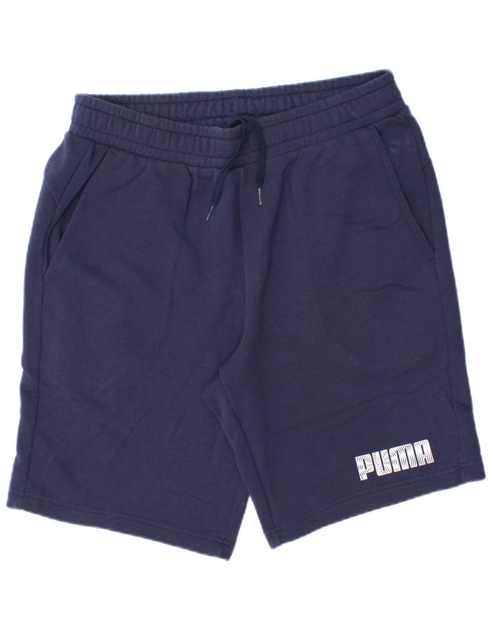 Pantaloncini sportivi grafici da uomo Puma grandi in cotone blu navy