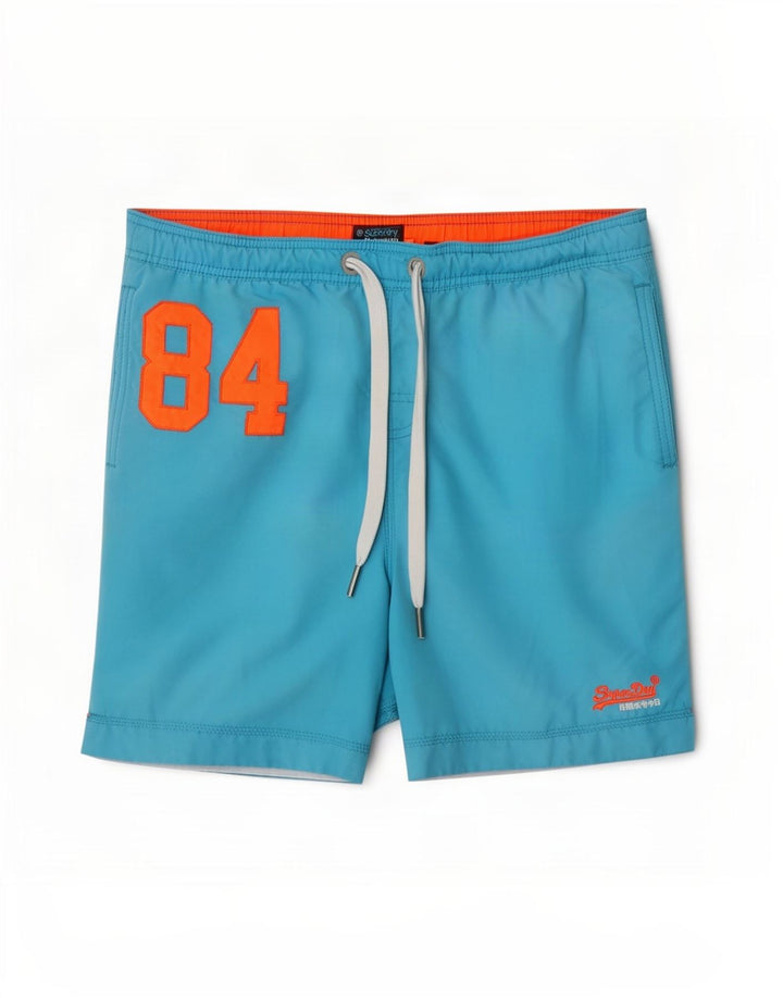 Pantaloncini da bagno grafici da uomo Superdry XL blu poliestere