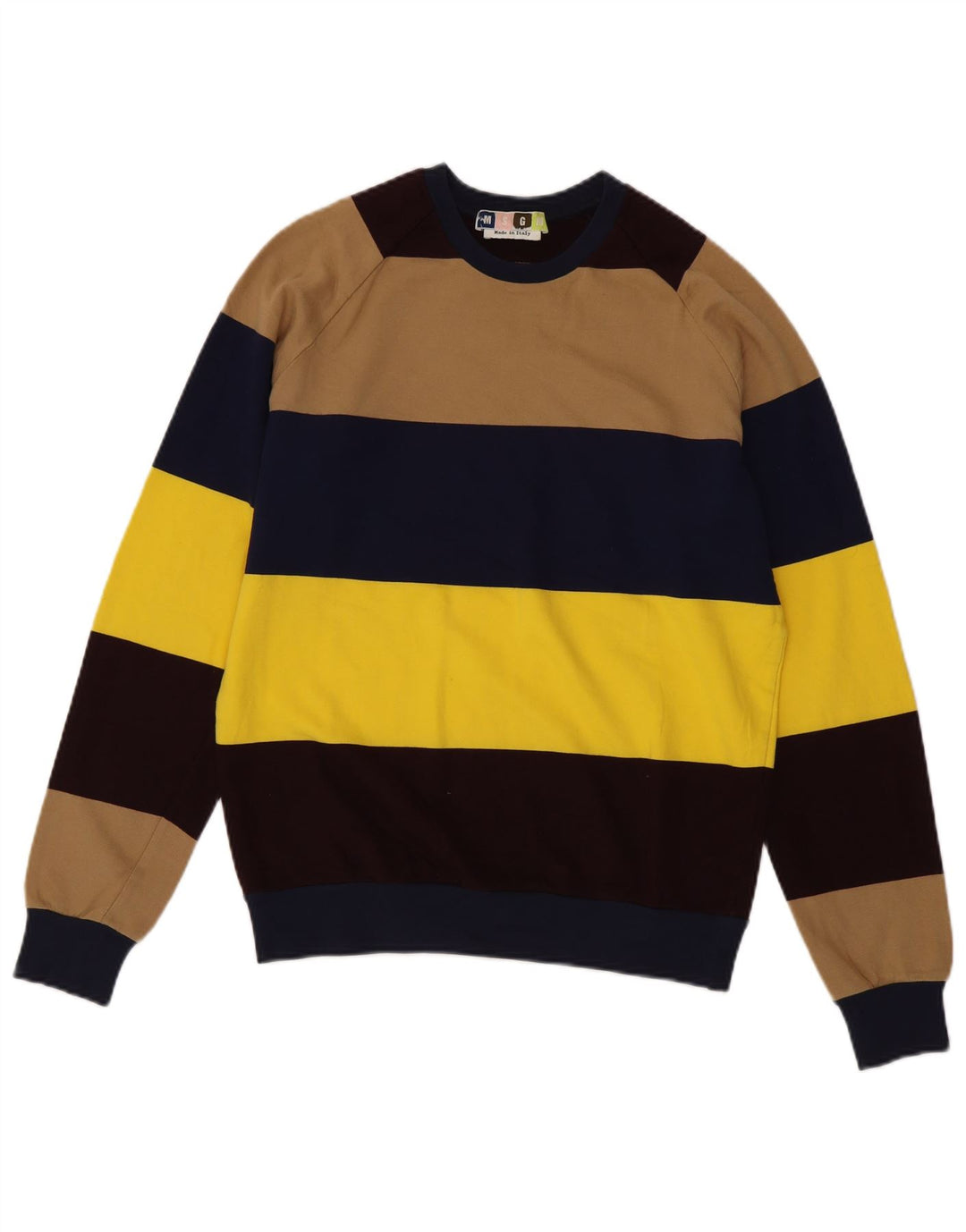 MSGM Felpa Uomo Maglione Piccolo Cotone a Righe Multicolori