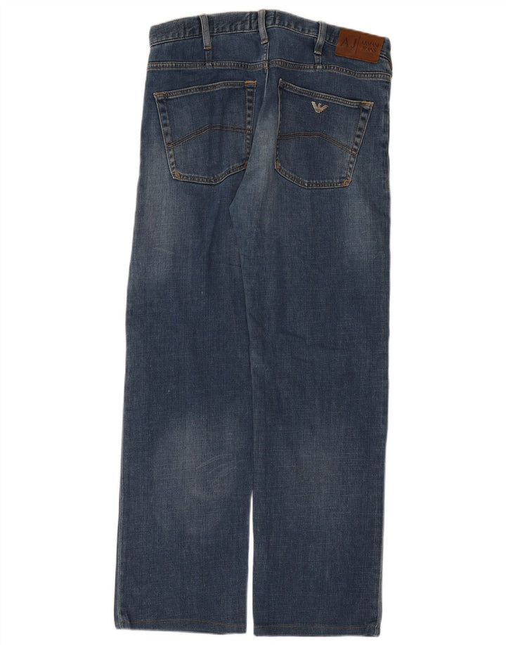 Armani Jeans Jeans dritti regolari da uomo W33 L30 in cotone blu