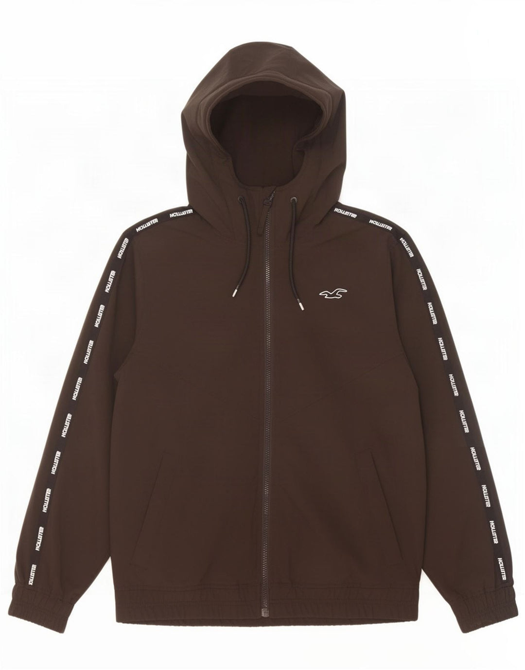Giubbotto bomber con cappuccio grafico da uomo Hollister UK 36 piccolo poliestere nero