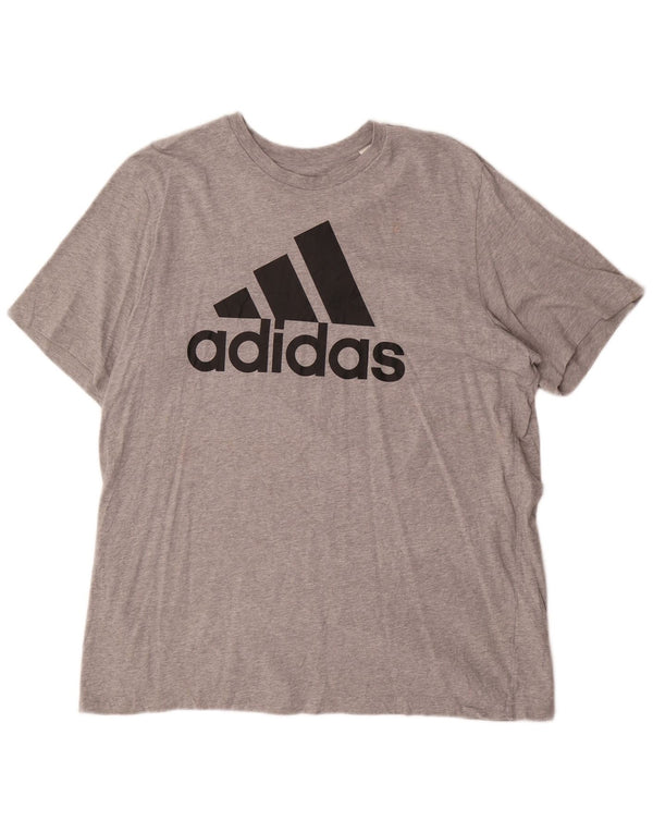 T-shirt grafica da uomo Adidas Top XL in cotone grigio