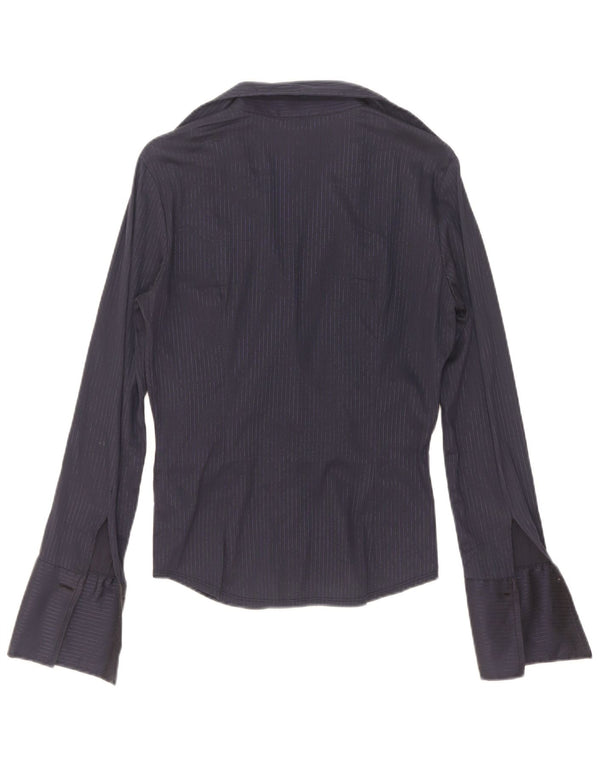 Max & Co. Camicetta da donna UK 12 Cotone gessato medio blu navy