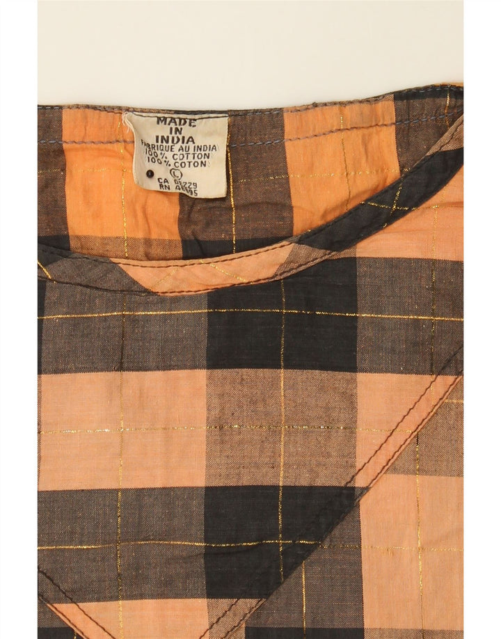 VINTAGE Womens Blouse Top UK 16 Large Orange Check Cotton Vintage Vintage and Second-Hand Vintage from Messina Hembry 