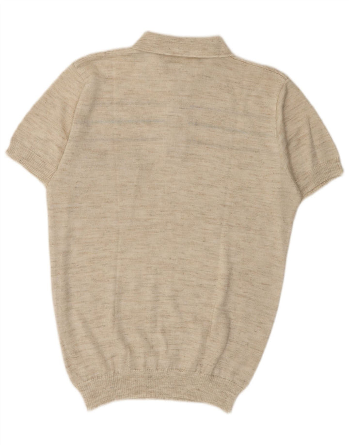 Polo vintage da uomo a righe beige medio