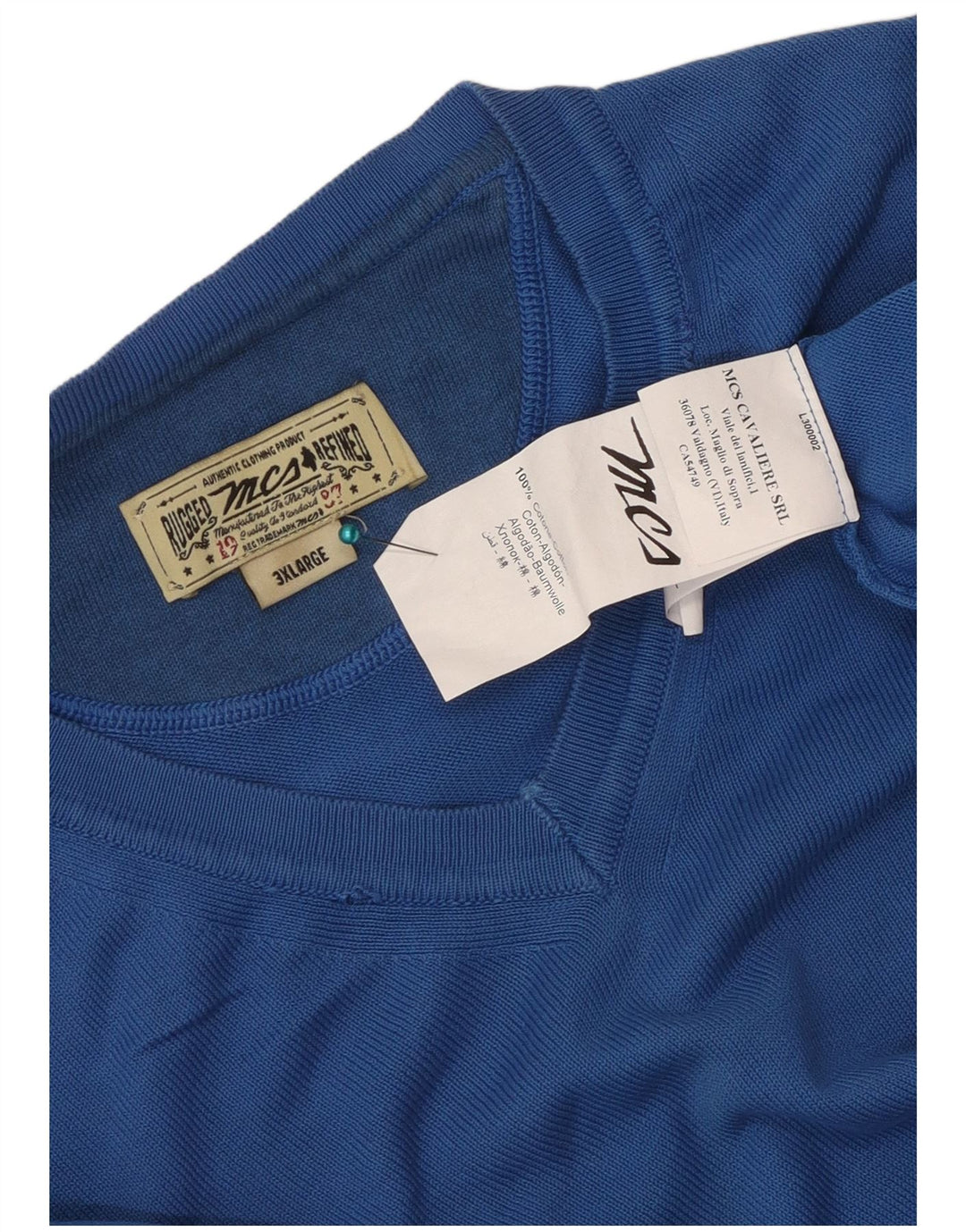Maglione da uomo con scollo a V Marlboro Classics 3XL cotone blu