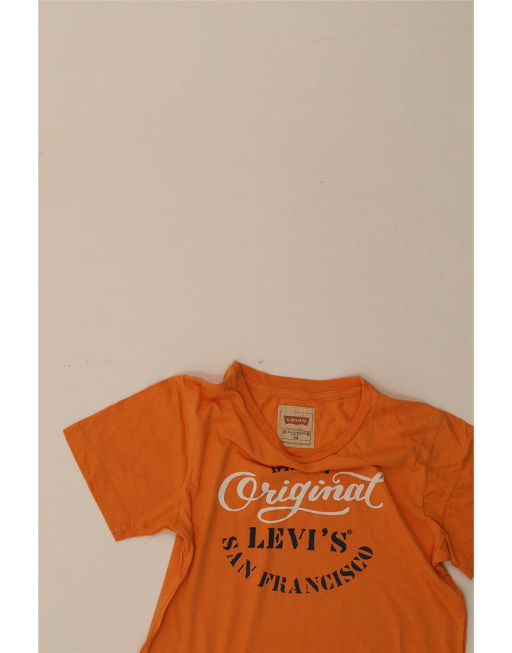 LEVI'S Boys Graphic T-Shirt Top 11-12 Years Orange Cotton Vintage Levi's and Second-Hand Levi's from Messina Hembry 