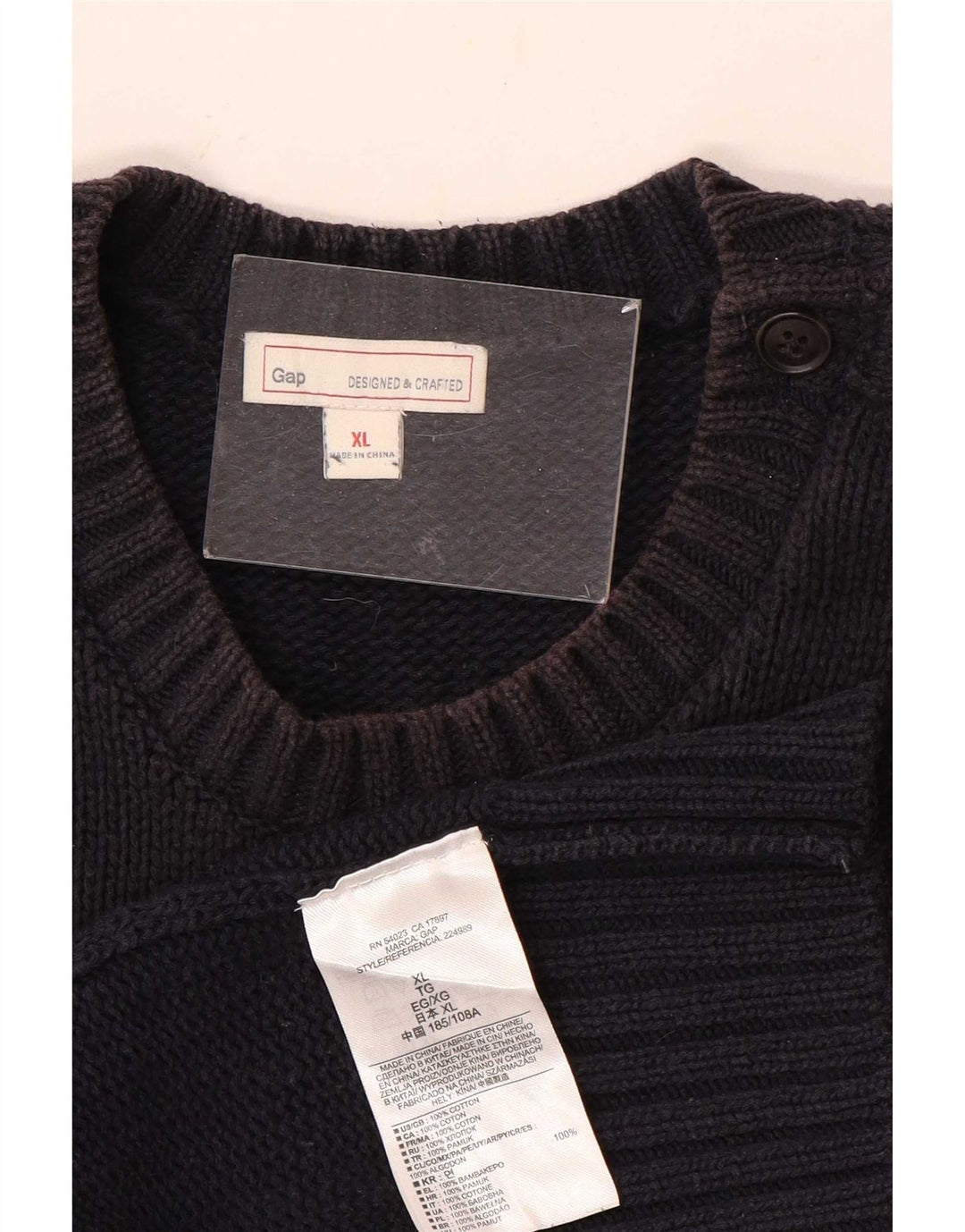 Maglione maglione girocollo da uomo Gap XL in cotone blu navy