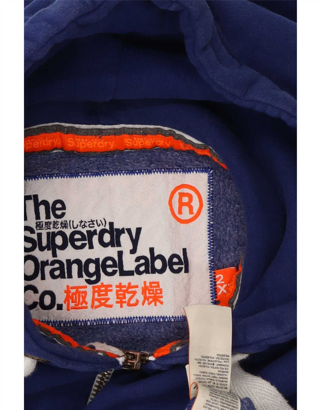 Maglione con cappuccio e zip da uomo Superdry 2XL in cotone blu
