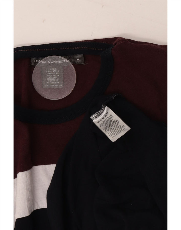 T-shirt da uomo French Connection Top in cotone color block bordeaux medio