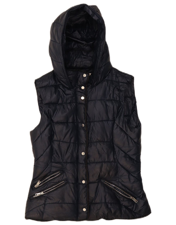 Gilet imbottito con cappuccio Trafaluc da donna Zara UK 12 medio blu navy poliestere