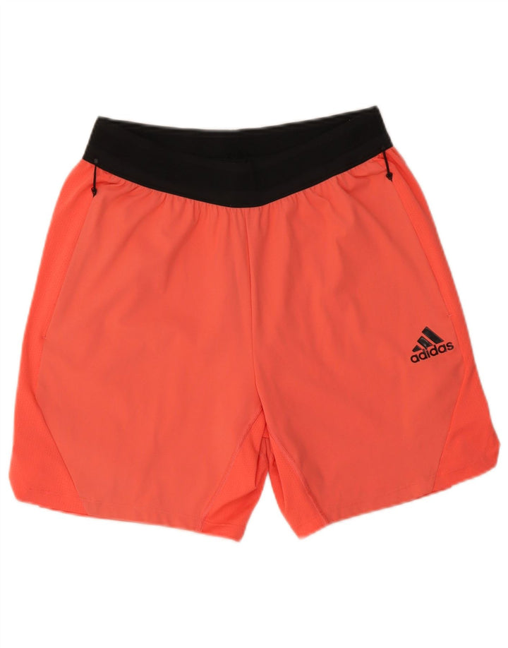 Pantaloncini sportivi da uomo Adidas in nylon color block arancione medio