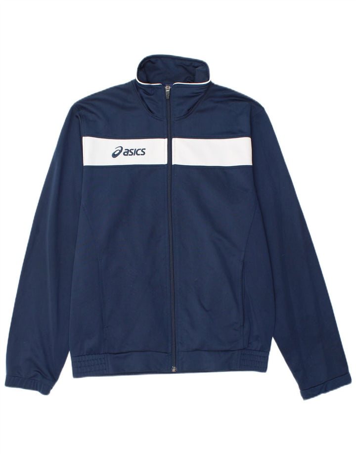 Giacca da ginnastica da uomo Asics piccola in poliestere color block blu navy