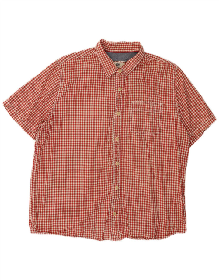 Camicia a maniche corte da uomo Fat Face XL in cotone a quadretti rosso