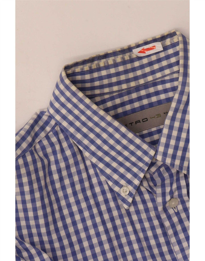 Etro Camicia da uomo taglia 43 Large in cotone a quadretti blu