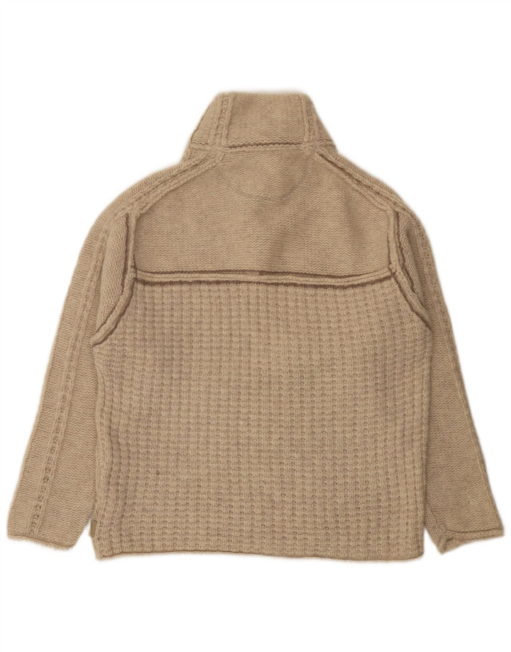Maglione da uomo con collo con zip Fat Face, grande lana d'agnello screziata beige