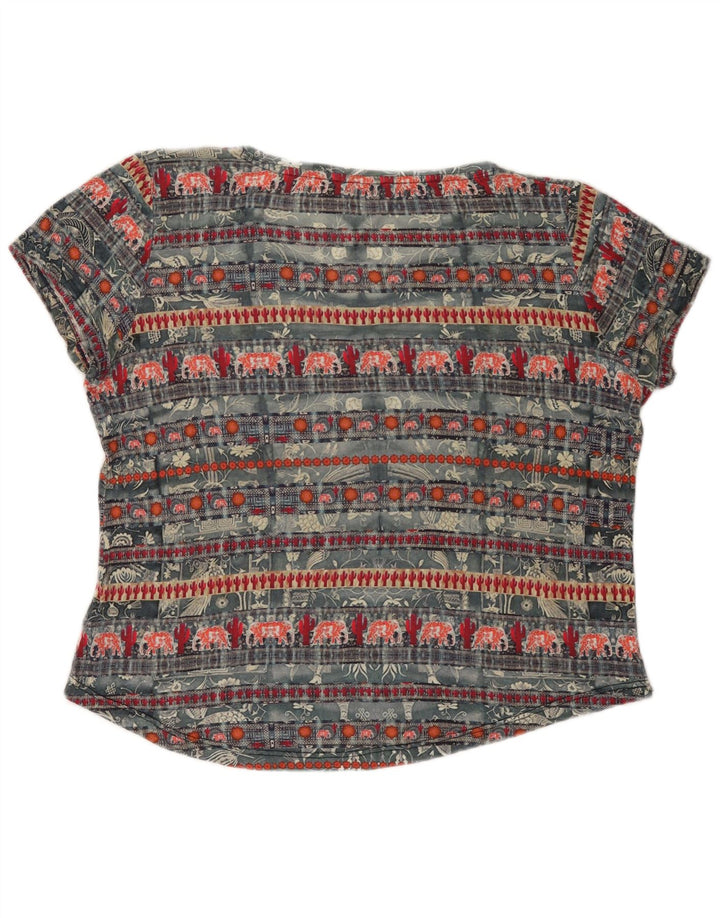 DESIGUAL T-shirt grafica da donna Top UK 20 2XL Viscosa grigia