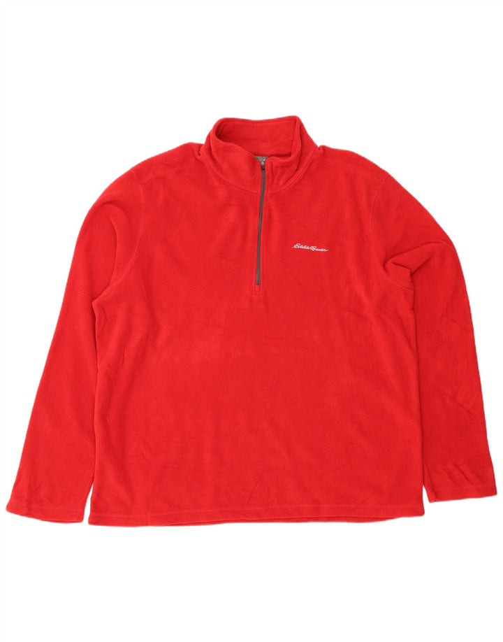 EDDIE BAUER Maglione in pile da uomo con zip e collo XL rosso poliestere
