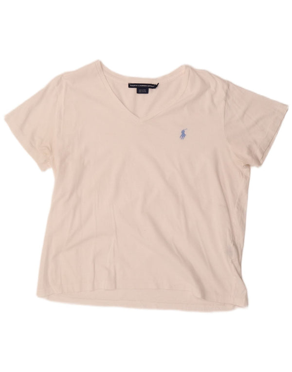 T-shirt da donna Ralph Lauren Top UK 18 XL cotone bianco