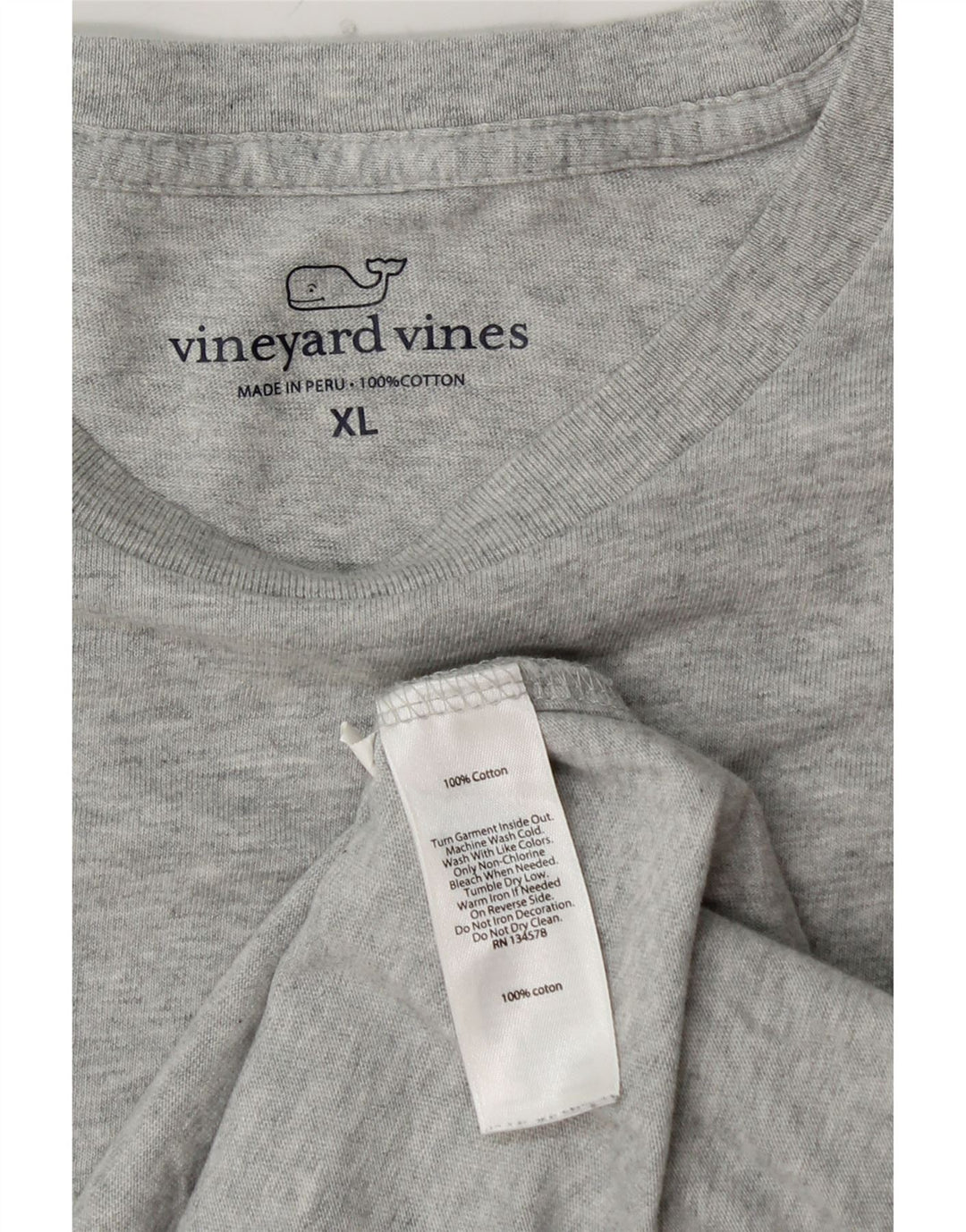 VINEYARD VINES Top grafico da uomo a maniche lunghe XL in cotone grigio