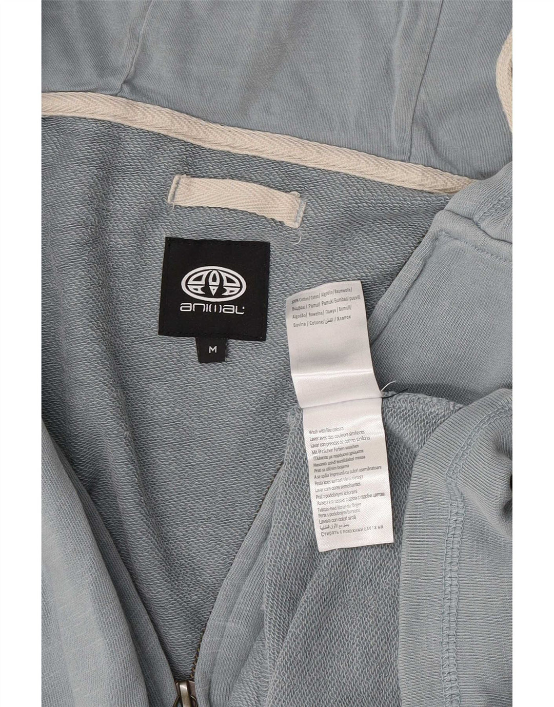 Maglione con cappuccio e zip da uomo Animal in cotone screziato blu medio