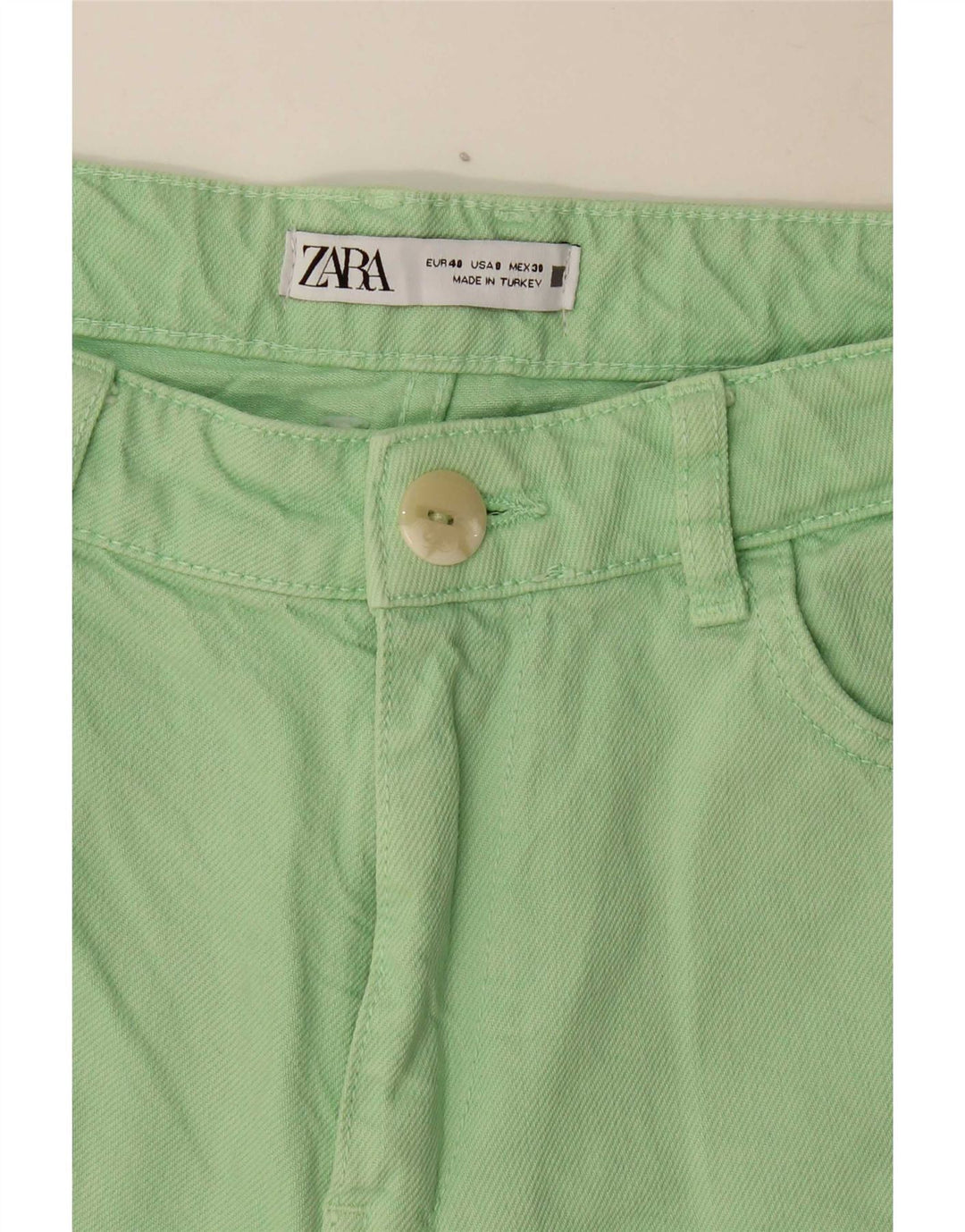 Jeans dritti da donna Zara EU 40 medio W30 L26 cotone verde