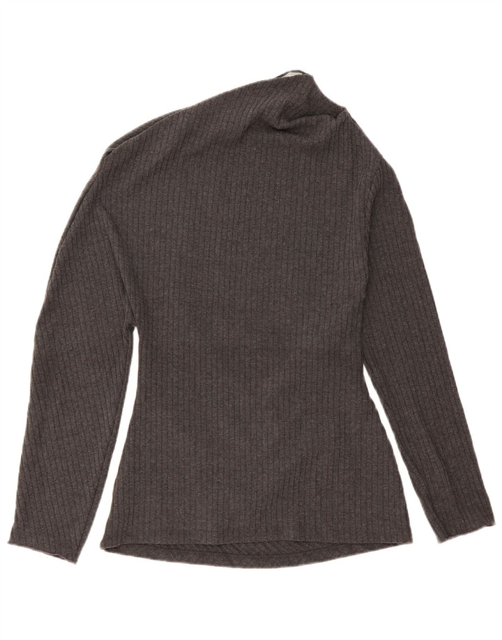 Top monospalla da donna Zara UK 14 grande poliestere grigio