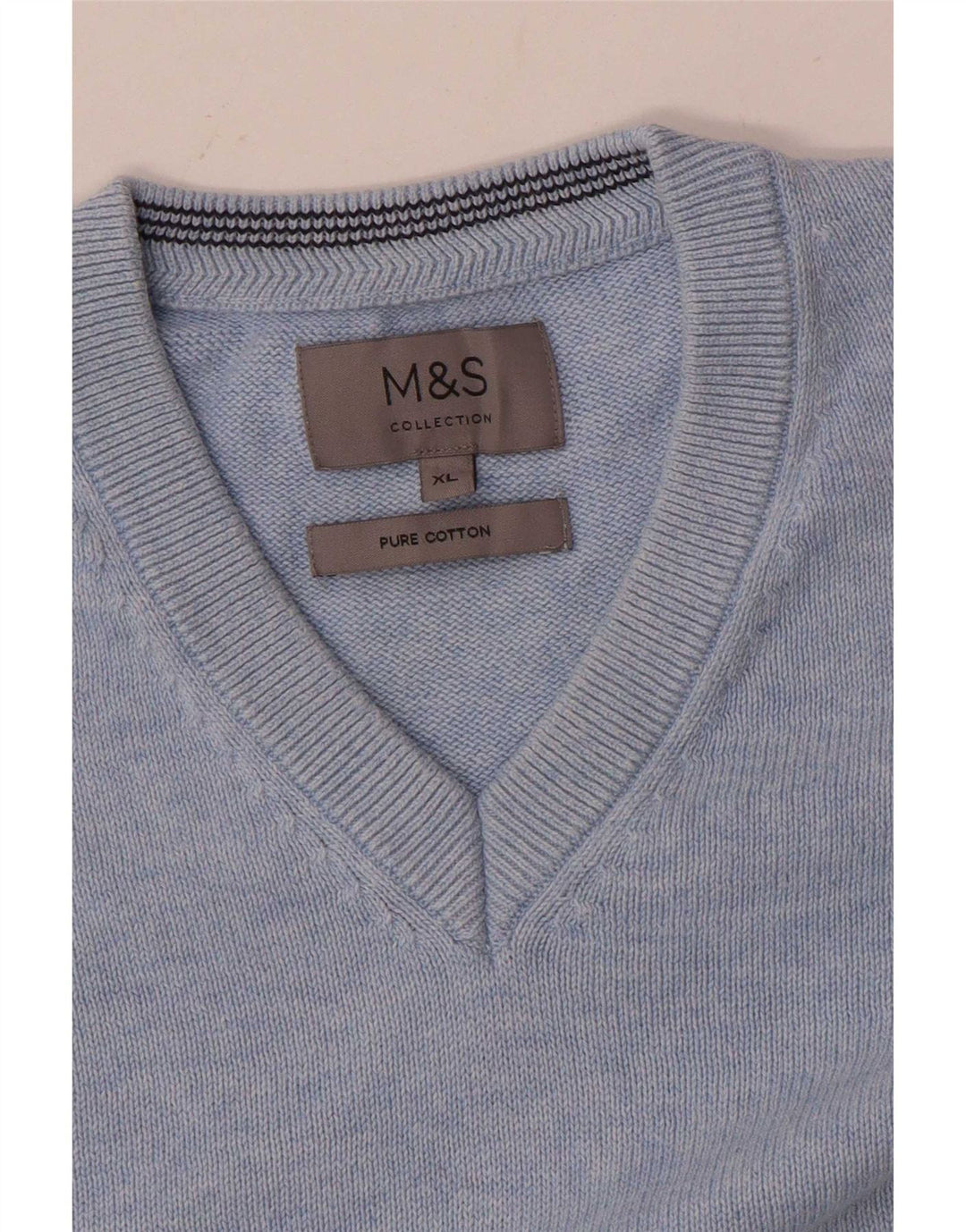 Maglione da uomo con scollo a V Marks & Spencer XL in cotone blu