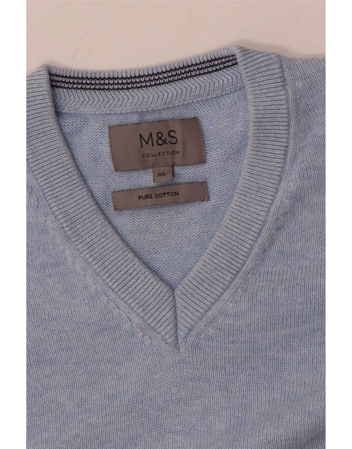 Maglione da uomo con scollo a V Marks & Spencer XL in cotone blu