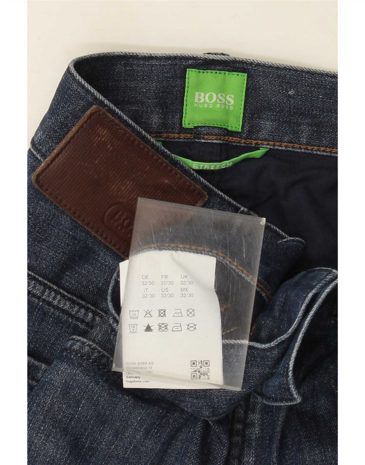 Jeans dritti elasticizzati da uomo Hugo Boss W32 L30 cotone blu navy