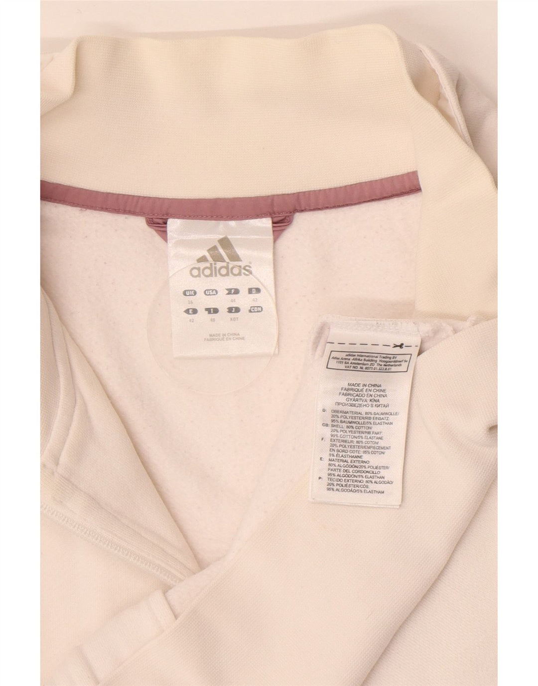 Giacca da ginnastica da donna Adidas UK 16 grande cotone bianco