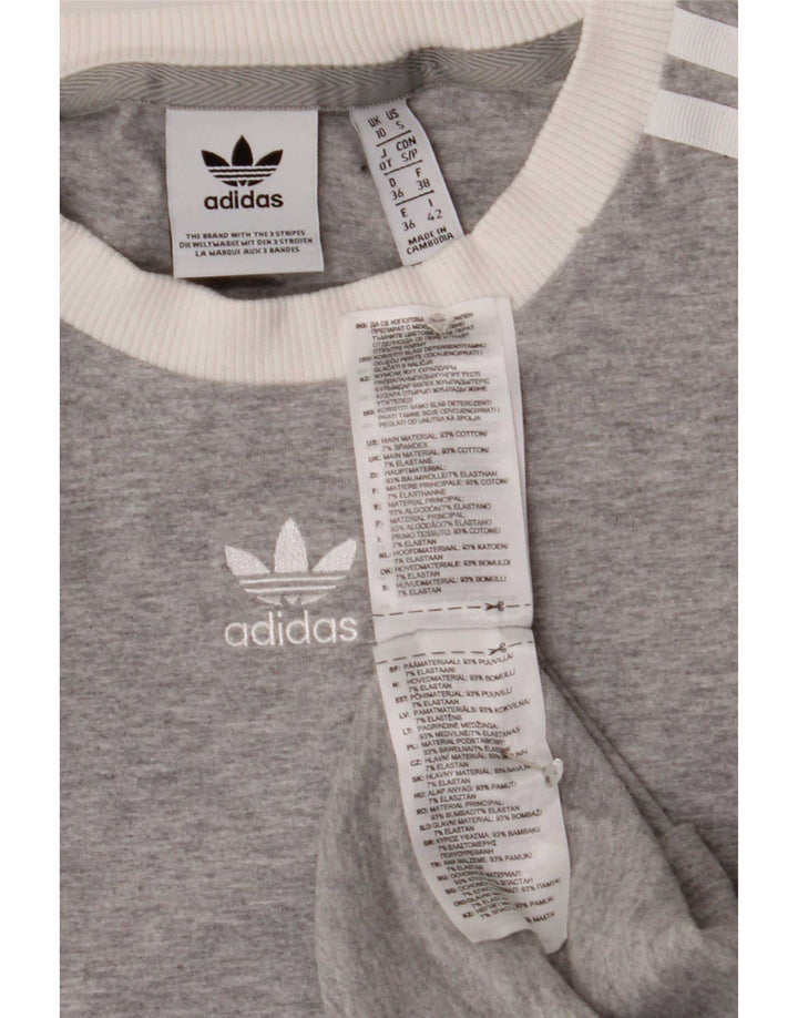 Top Adidas da donna a manica lunga UK 10 piccolo in cotone grigio