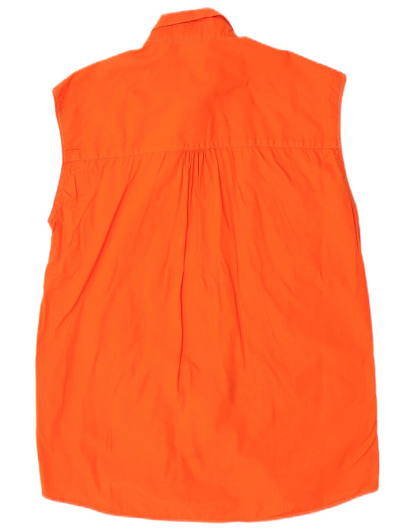 Stefanel Womens Ruffle Front Sleeveless Shirt Blouse UK 14 Large Orange